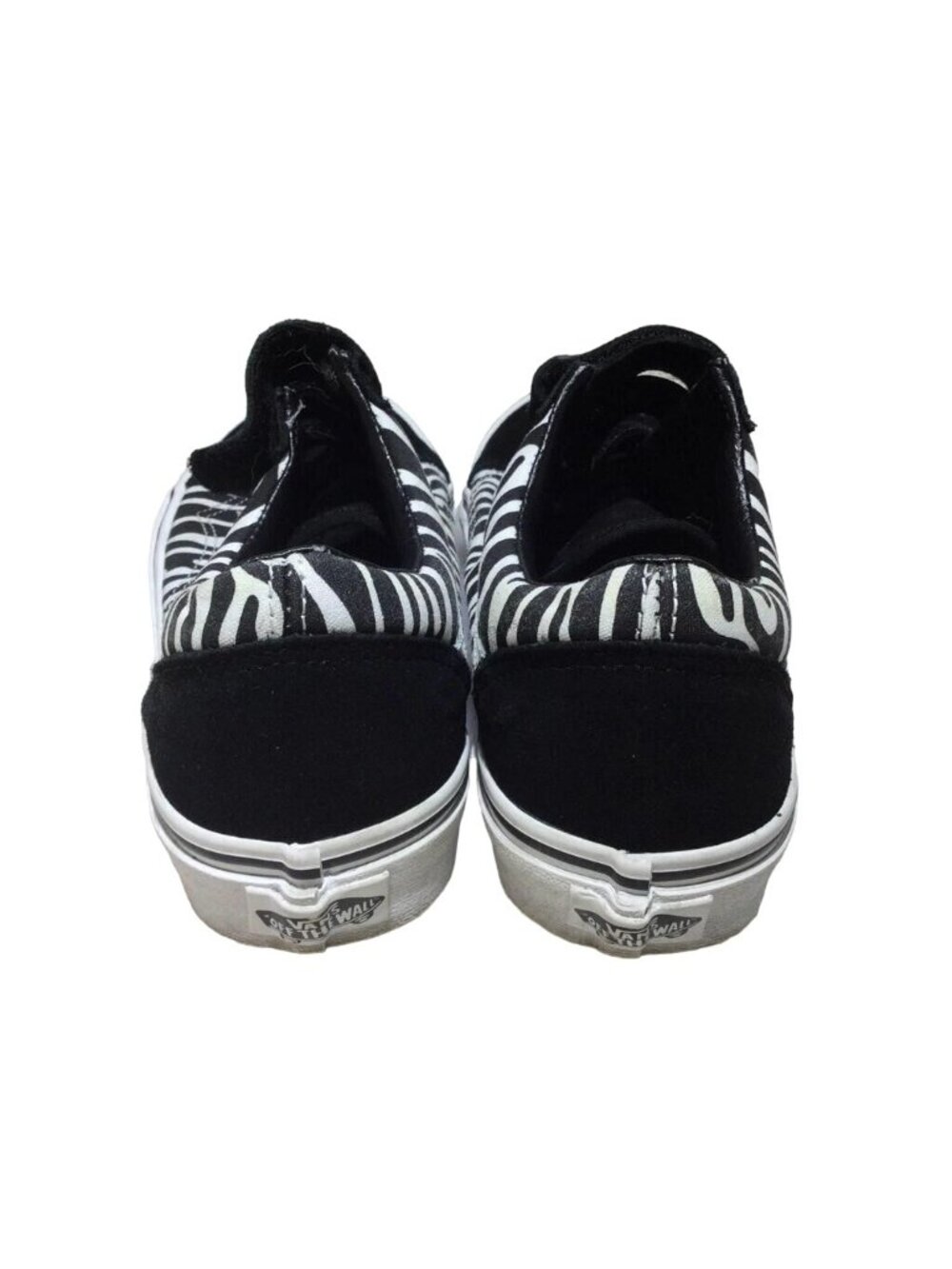 Vans Old Skool Canvas Sneaker Black Zebra Hook Loop Closure men's 5.5 women's 7 - Picture 3 of 5